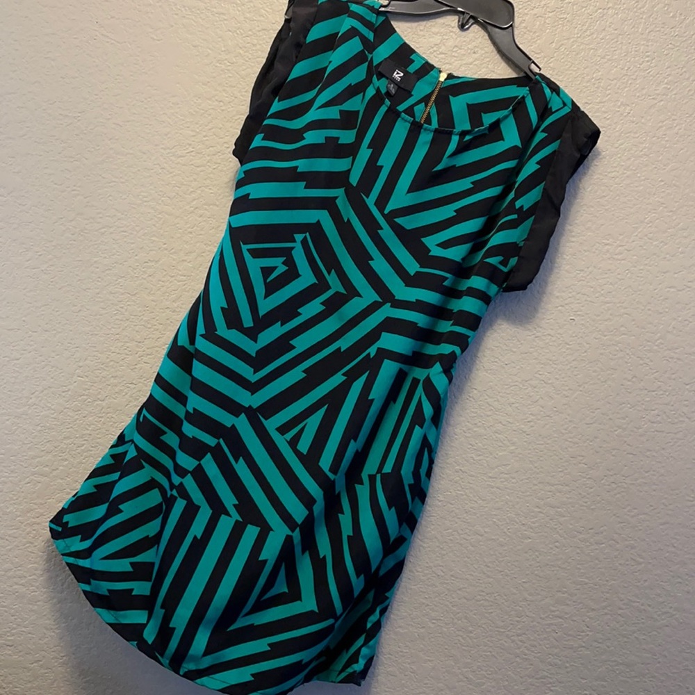 Green and Black Pattern Dress